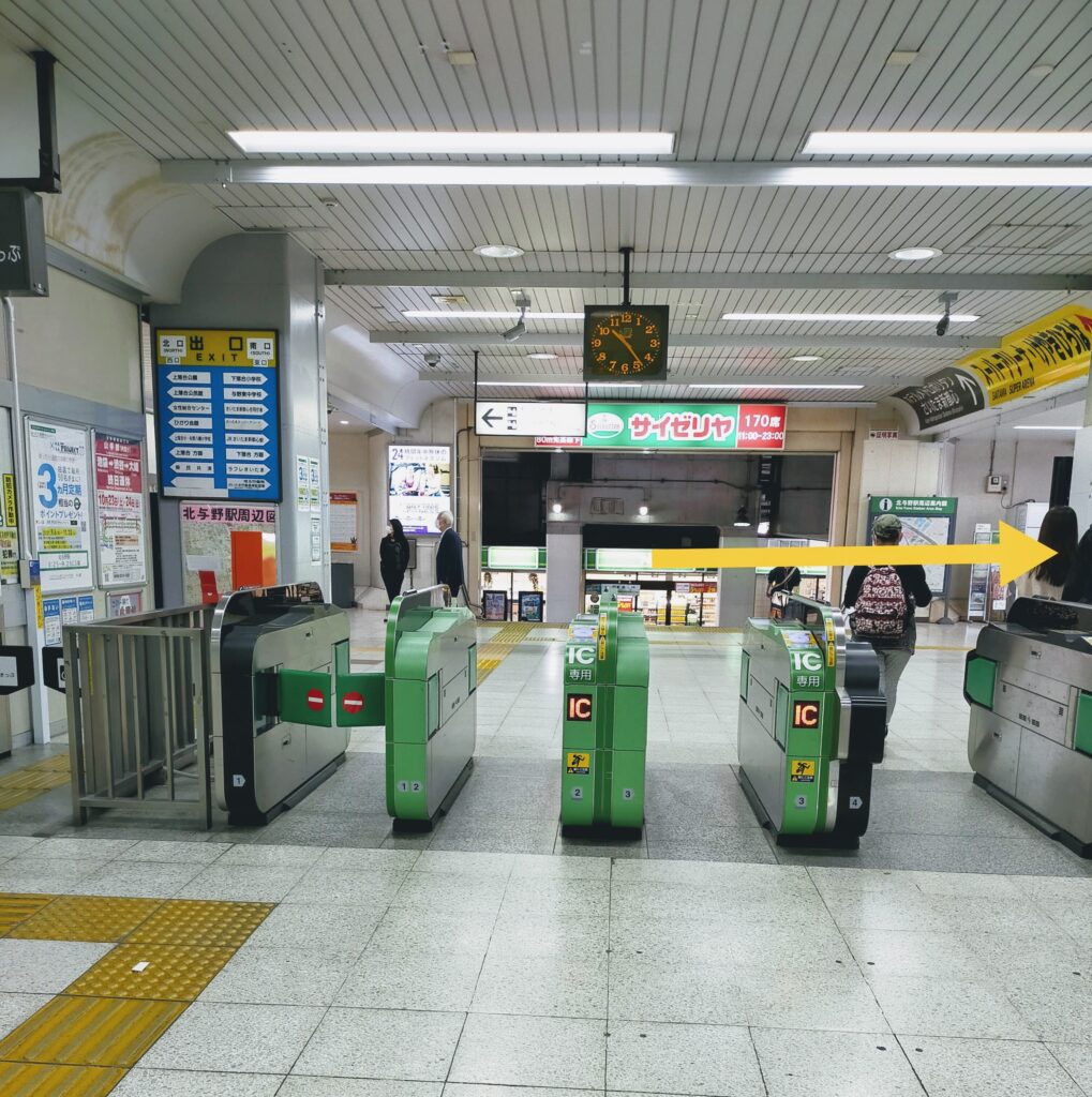 北与野駅の改札。